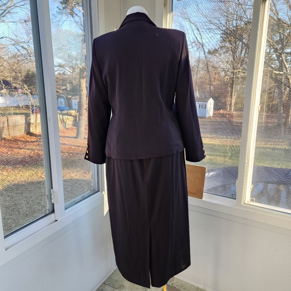 Monroe & Main Black Double Breasted Gold Button Maxi Pencil Skirt Suit - Picture 5 of 16